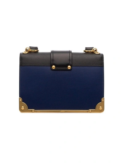 Shop Prada Navy Blue And Black Cahier Leather Crossbody Bag