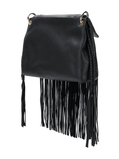 Shop Etro Fringe Shoulder Bag - Black