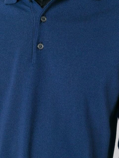 Shop Canali Longsleeved Polo Shirt - Blue