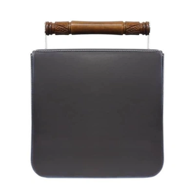 Shop Aevha London Helve Crossbody In Charcoal With Wooden Handle