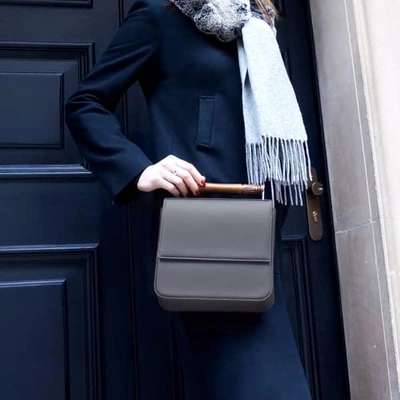 Shop Aevha London Helve Crossbody In Charcoal With Wooden Handle