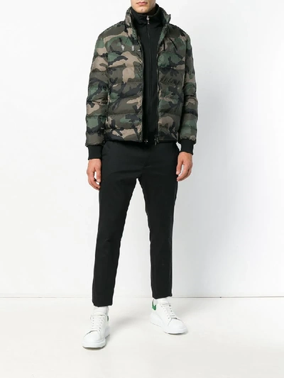 Shop Valentino Camouflage Padded Jacket - Green