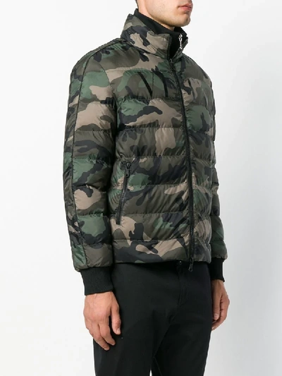 Shop Valentino Camouflage Padded Jacket - Green