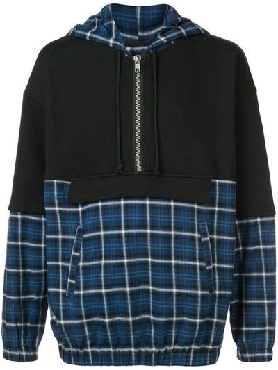 Shop Adaptation Blocked Plaid Hoodie In Blue