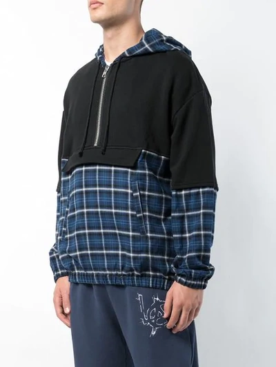 Shop Adaptation Blocked Plaid Hoodie In Blue