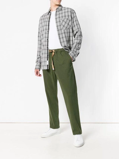 Shop White Sand Buckled Straight Trousers - Green