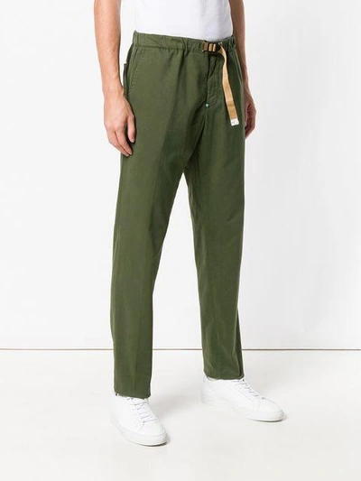 Shop White Sand Buckled Straight Trousers - Green