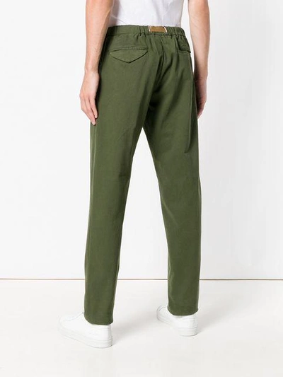 Shop White Sand Buckled Straight Trousers - Green