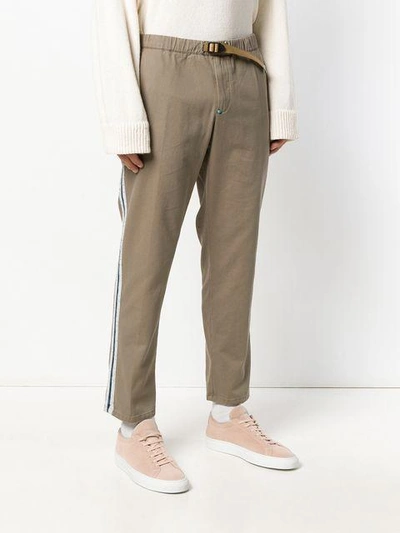 Shop White Sand Side Stripe Cropped Trousers - Neutrals