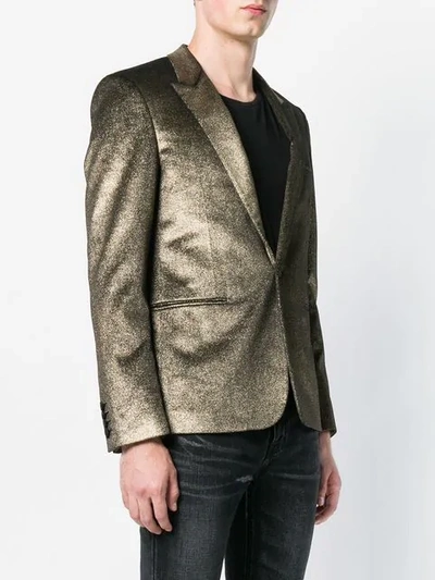 Shop Saint Laurent Metallic Single-breasted Blazer In Black