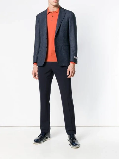 Shop Canali Single Breasted Blazer In Blue