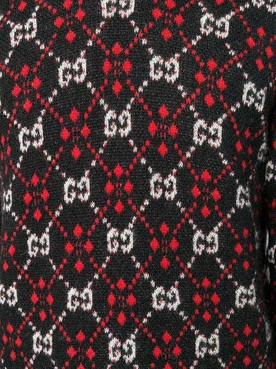 Shop Gucci Monogram Knit Jumper In Black