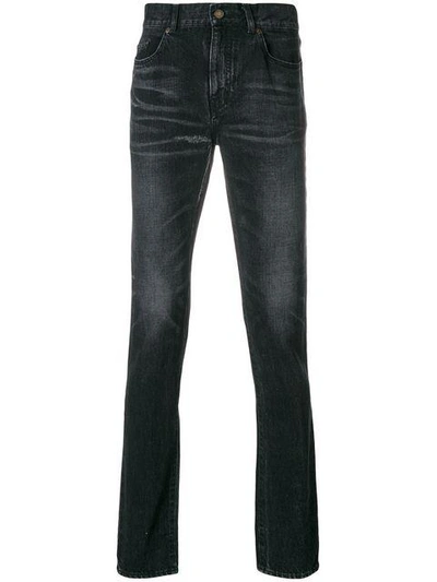 Shop Saint Laurent Slim Faded Jeans In Black