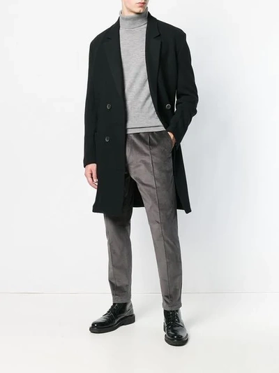 Shop Low Brand Double Breasted Coat In Black