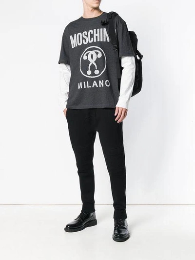 Shop Moschino Logo Long In Grey