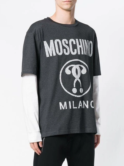 Shop Moschino Logo Long In Grey