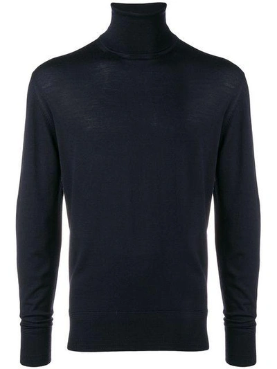 Shop Tom Ford Slim Fit Polo Neck In Blue