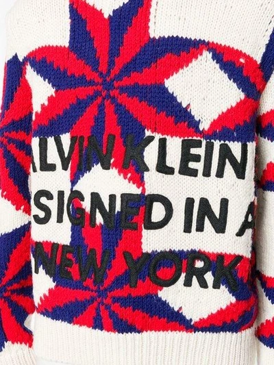 Shop Calvin Klein 205w39nyc Pattern Logo Sweater - White