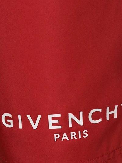 Shop Givenchy Side Logo Swim Shorts - Red