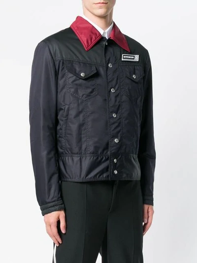 Shop Givenchy Logo Patch Jacket - Blue