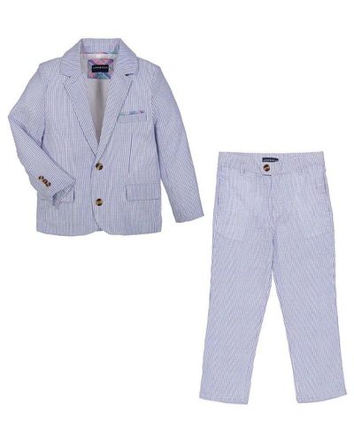 Shop Andy & Evan For Gentlemen Seersucker Striped Blazer & Pant Set In Nocolor