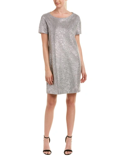 Shop Three Dots Lacquered Knit Sweaterdress In Grey