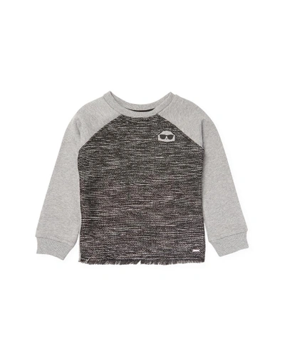 Shop Karl Lagerfeld Frayed Ribbed Sweatshirt In Nocolor