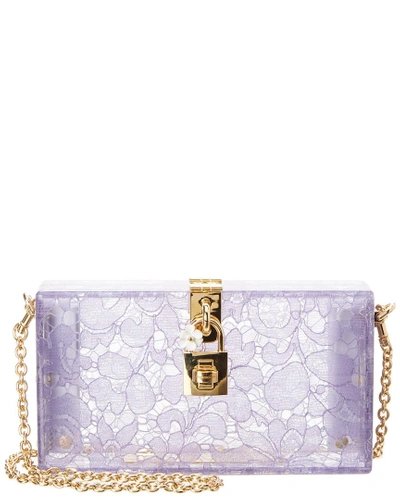 Shop Dolce & Gabbana Dolce Plexiglass & Lace Box Clutch In Purple