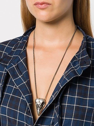 Shop Saint Laurent Pendant Necklace In Metallic