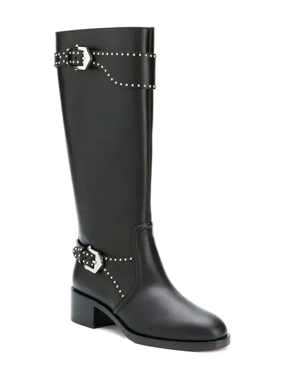 Shop Givenchy Studded Riding Boots In Black