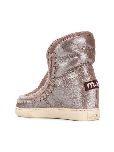 Shop Mou Inner Wedge Sneaker Boots - Brown