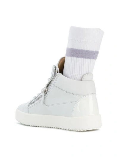 Shop Giuseppe Zanotti Logo Sock Sneakers - White