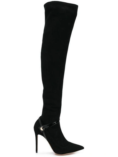 Shop Giorgio Armani Stiletto Knee Boots In Black