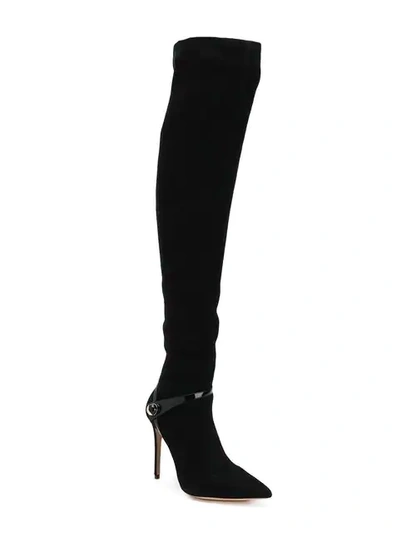 Shop Giorgio Armani Stiletto Knee Boots In Black