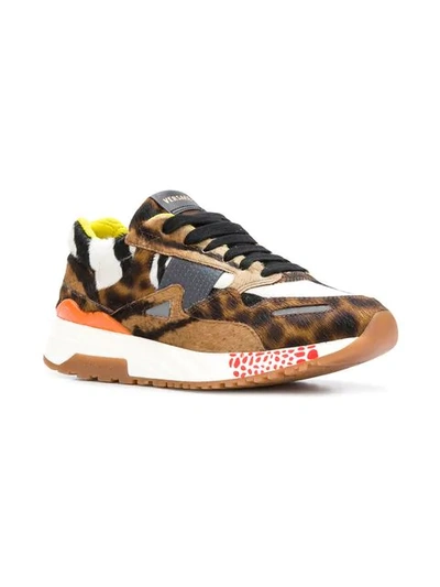 Shop Versace Leopard Print Sneakers In Brown