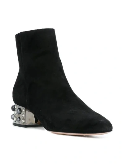 Shop Sebastian Embellished Heel Boots In Black