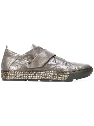 Shop Henry Beguelin Metallic Strap Sneakers - Grey