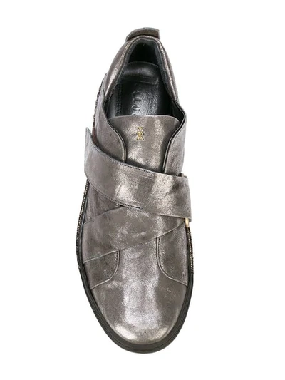 Shop Henry Beguelin Metallic Strap Sneakers - Grey