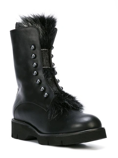 Shop Henry Beguelin Embellished Chunky Heel Boots - Black