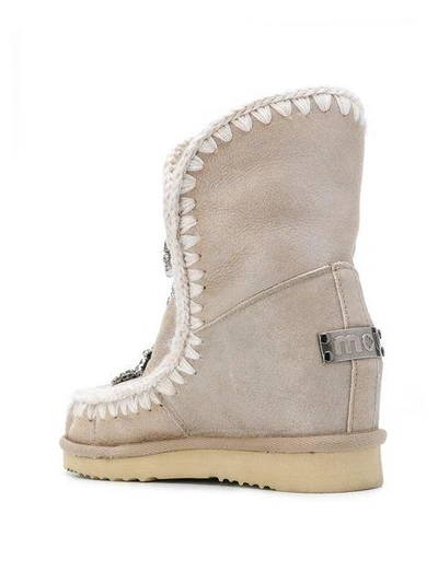 Shop Mou Inner Wedge Short Boots - Nude & Neutrals