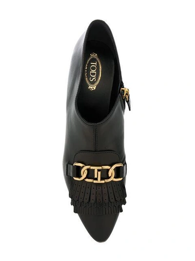Shop Tod's Fringed Pointed High Heels In Black