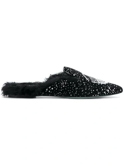 Shop Chiara Ferragni Winking Flat Mules - Black