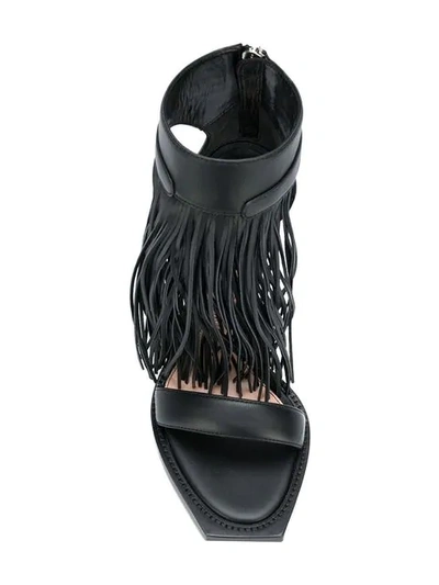 Shop Alexander Mcqueen Fringed Sandals In Black