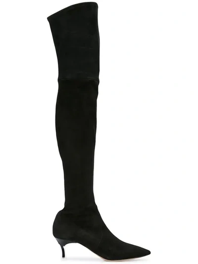 Shop Casadei Over-the-knee Pointed Toe Boots In Black