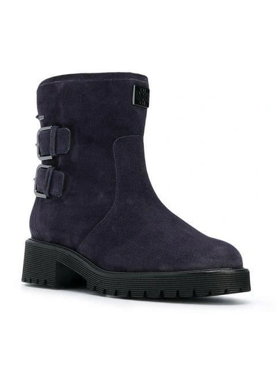 Shop Hogl Block Military Boots In Blue