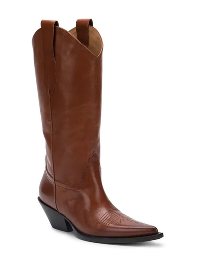 Shop Maison Margiela Pointed Toe Cowboy Boots In Brown