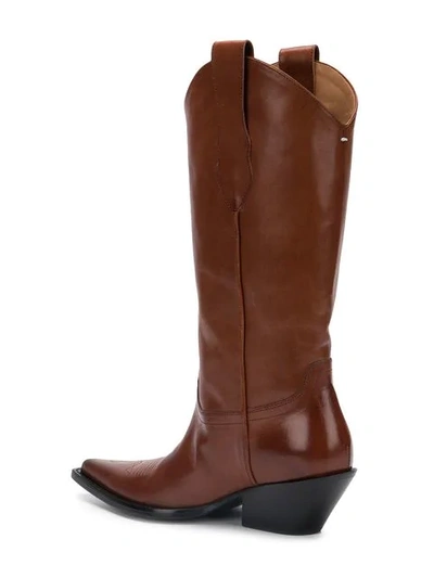 Shop Maison Margiela Pointed Toe Cowboy Boots In Brown