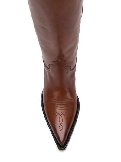 Shop Maison Margiela Pointed Toe Cowboy Boots In Brown