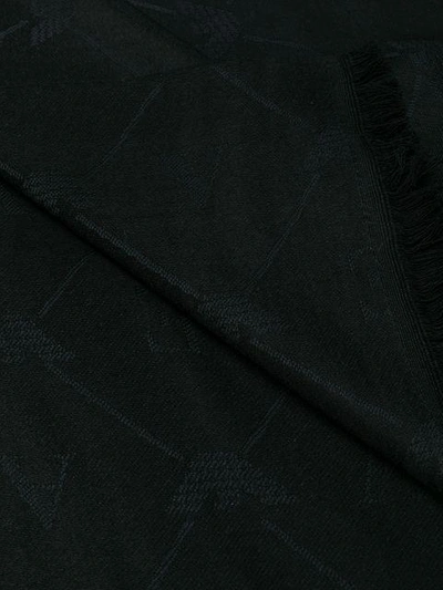 Shop Emporio Armani Frayed Logo Scarf - Black