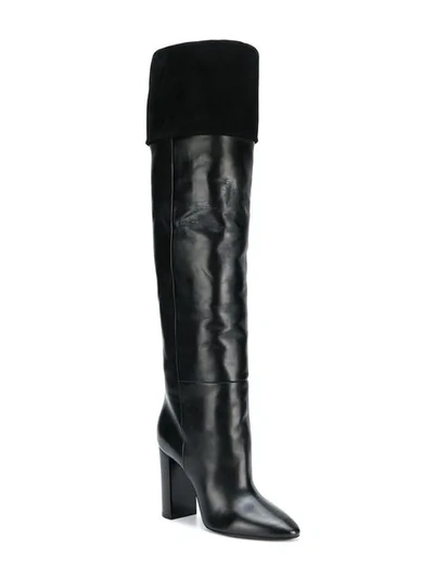 Shop Saint Laurent Lou 95mm Knee-high Boots In Black